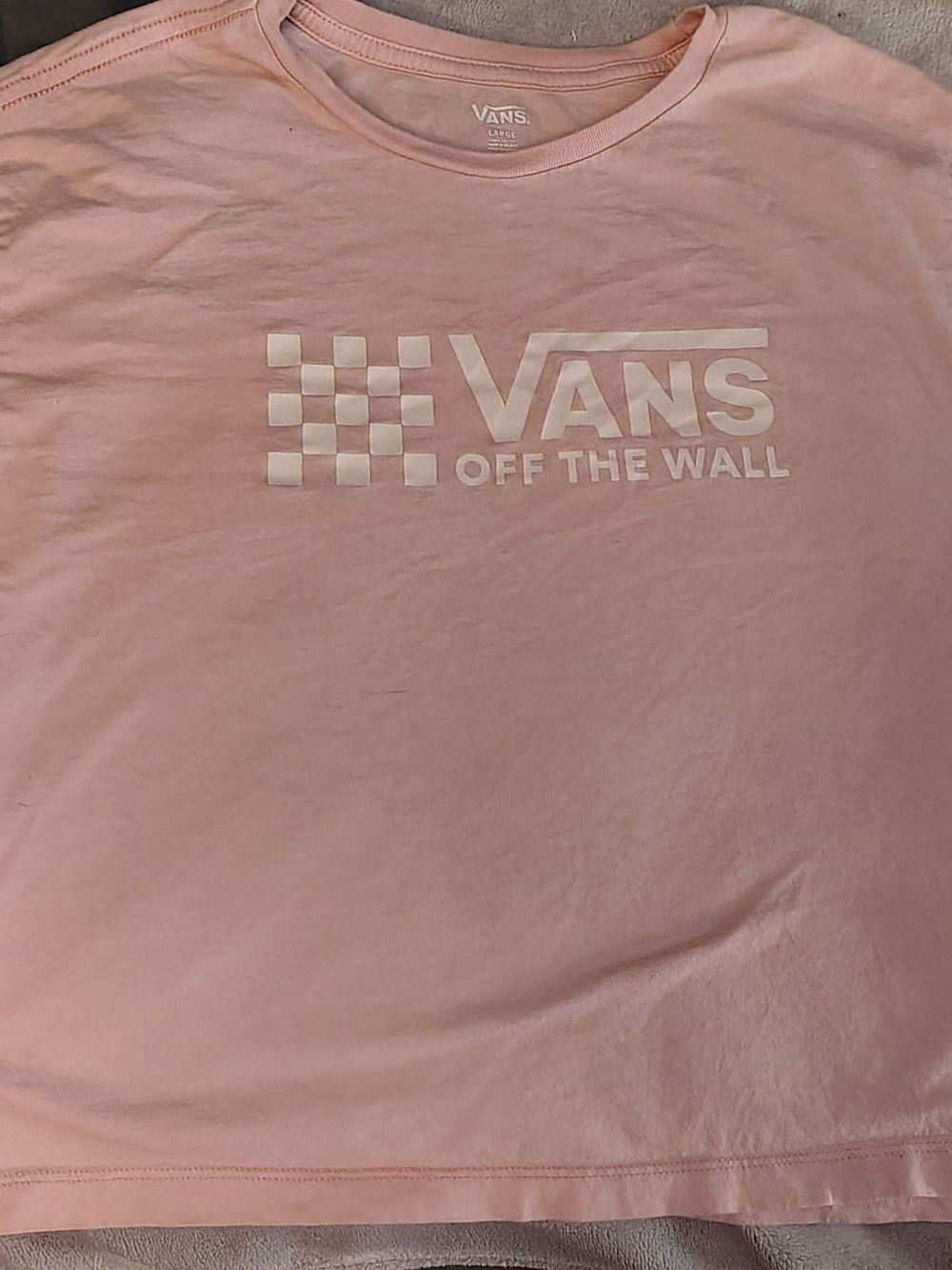 Vans Pink and White Checker Logo Wall Art Cropped T Shirt